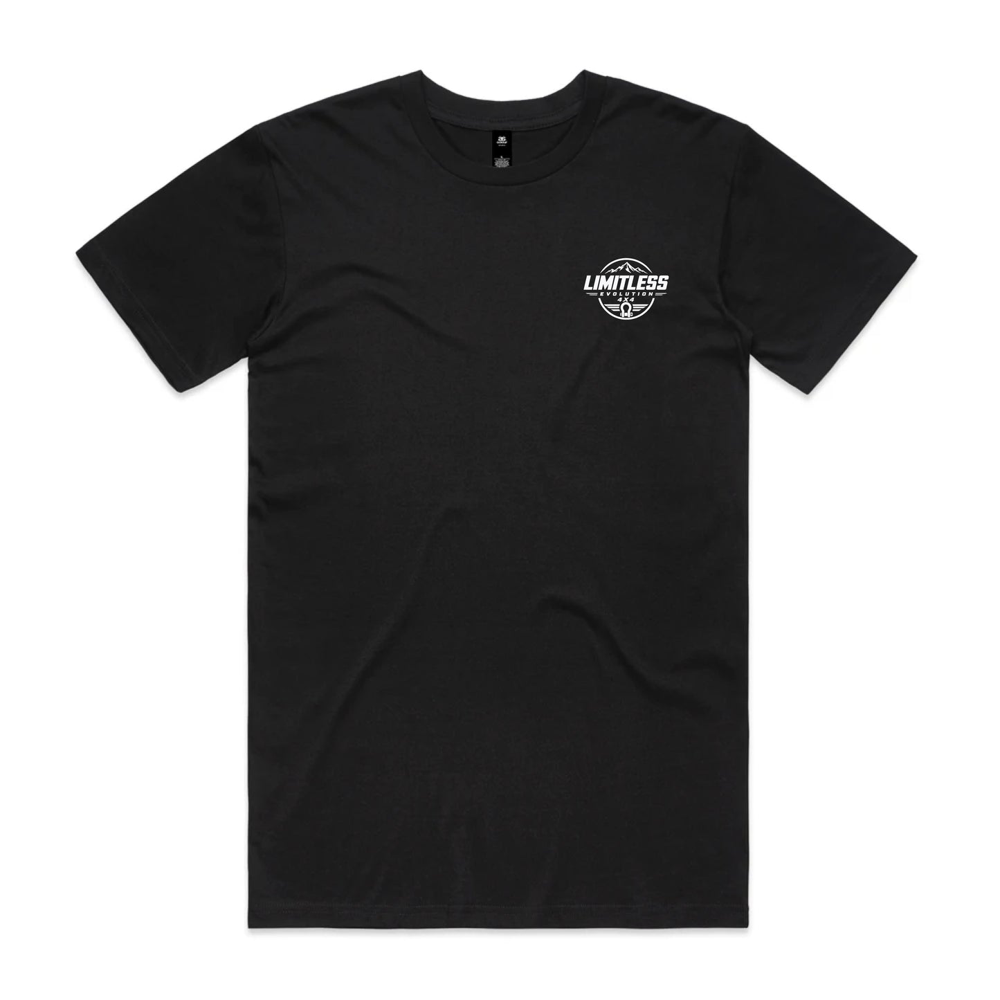 Limitless Evolution 4x4 Tee in Jet Black – back view, heavyweight cotton tee designed and printed in NZ