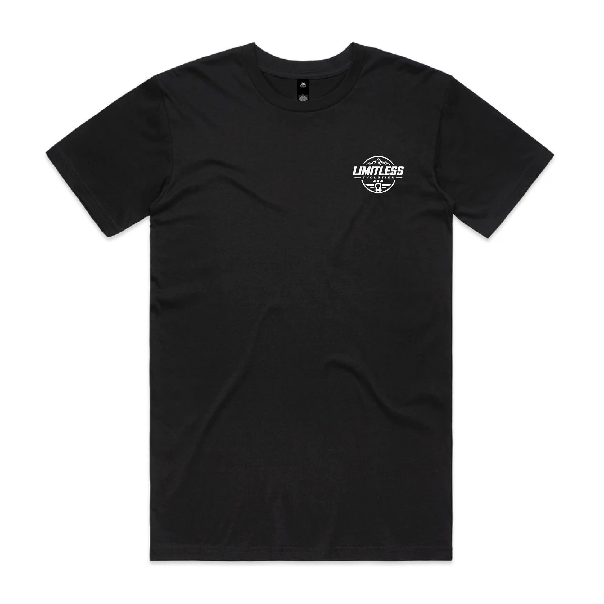 Limitless Evolution 4x4 Tee in Jet Black – back view, heavyweight cotton tee designed and printed in NZ
