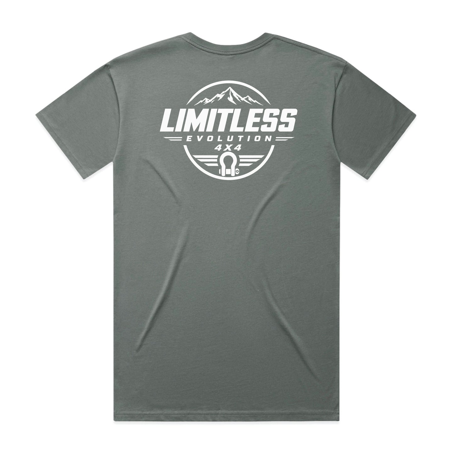 Limitless Evolution 4x4 Tee in Shadow – back view, heavyweight cotton tee designed and printed in NZ
